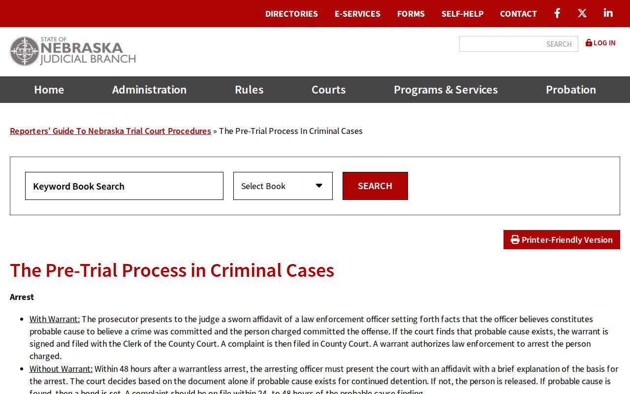 Probable cause affidavit process for Garden County arrest warrant records