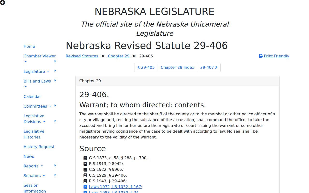 Nebraska warrant service direction for Garden County arrest warrants