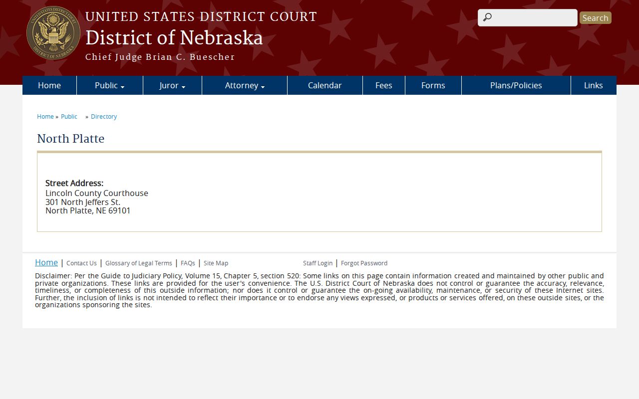North Platte federal court contact information relevant to Garden County warrants