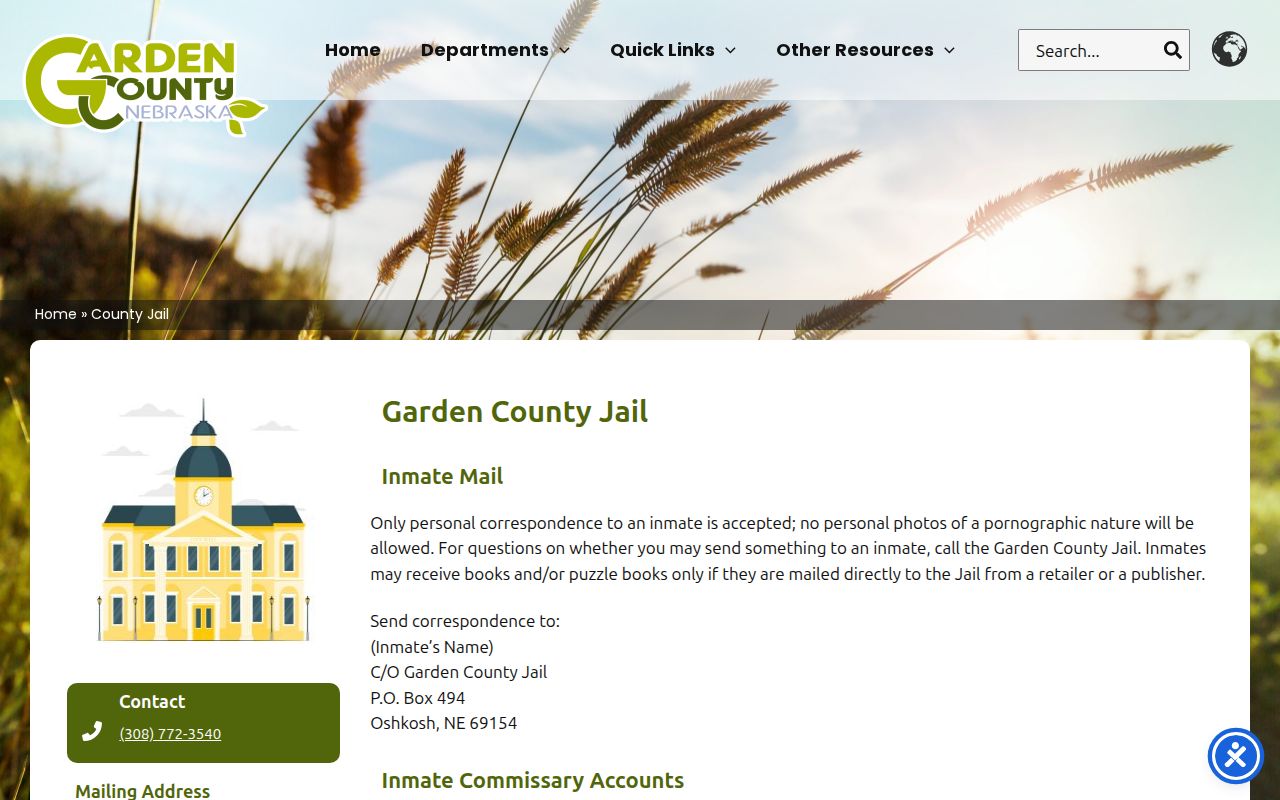 Garden County Jail bond instructions for warrant records